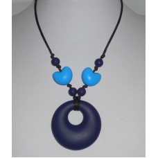 Dökkblár Hringur með hjörtum